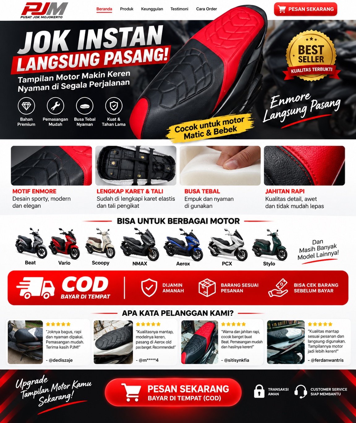Cover Jok Enmore langsung pasang